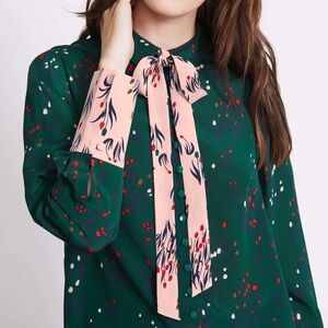 Boden Green and Pink Floral Top